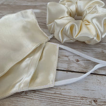 Load image into Gallery viewer, &quot;skin happy&quot; matching satin mask and scrunchie set
